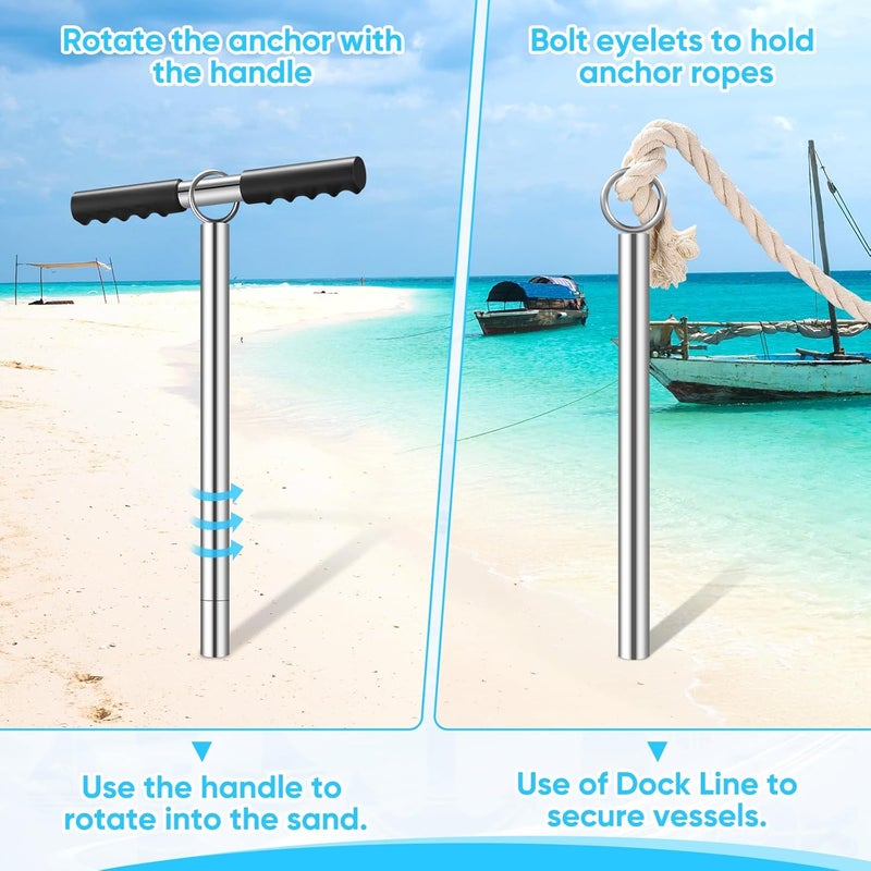 GADFISH Boat Anchor, 30.7-inch Stowable Shallow Water Anchor, Boat Anchor Kit for Dive Beach, Kayak Anchor Trolley Kit, Boat Fixing Accessories - Image 3